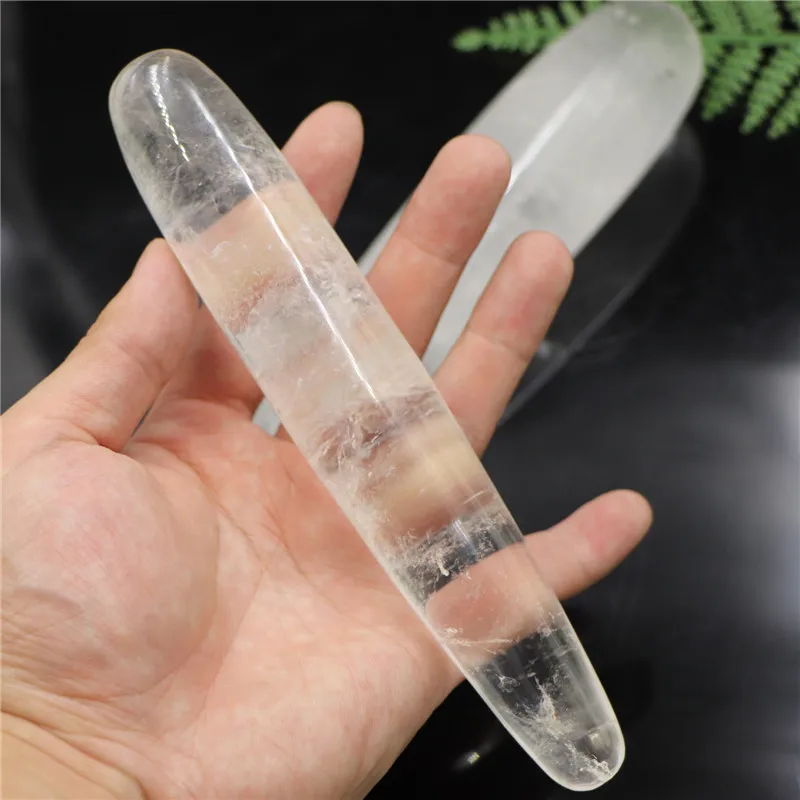 18cm Reiki Stick Natural Clear Quartz Crystal Wand Hand Carved Massage Stick Gemstone Yoni Wand Metaphysical Healing Wand