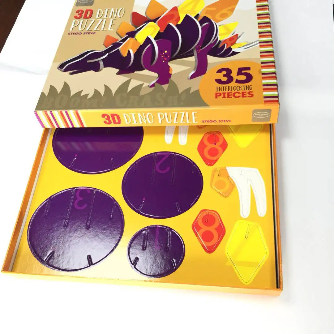 
Dinosaur Puzzle 3D for Children oem creative with paper box recycle educational toy card 