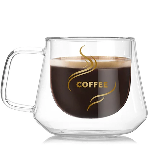 Handmade High Borosilicate Glass coffee mug Double wall Creative Diamond Cup