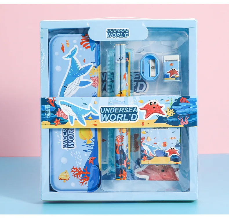 School Supplies Student Stationery Gift Set Kids with Pencil and crayons