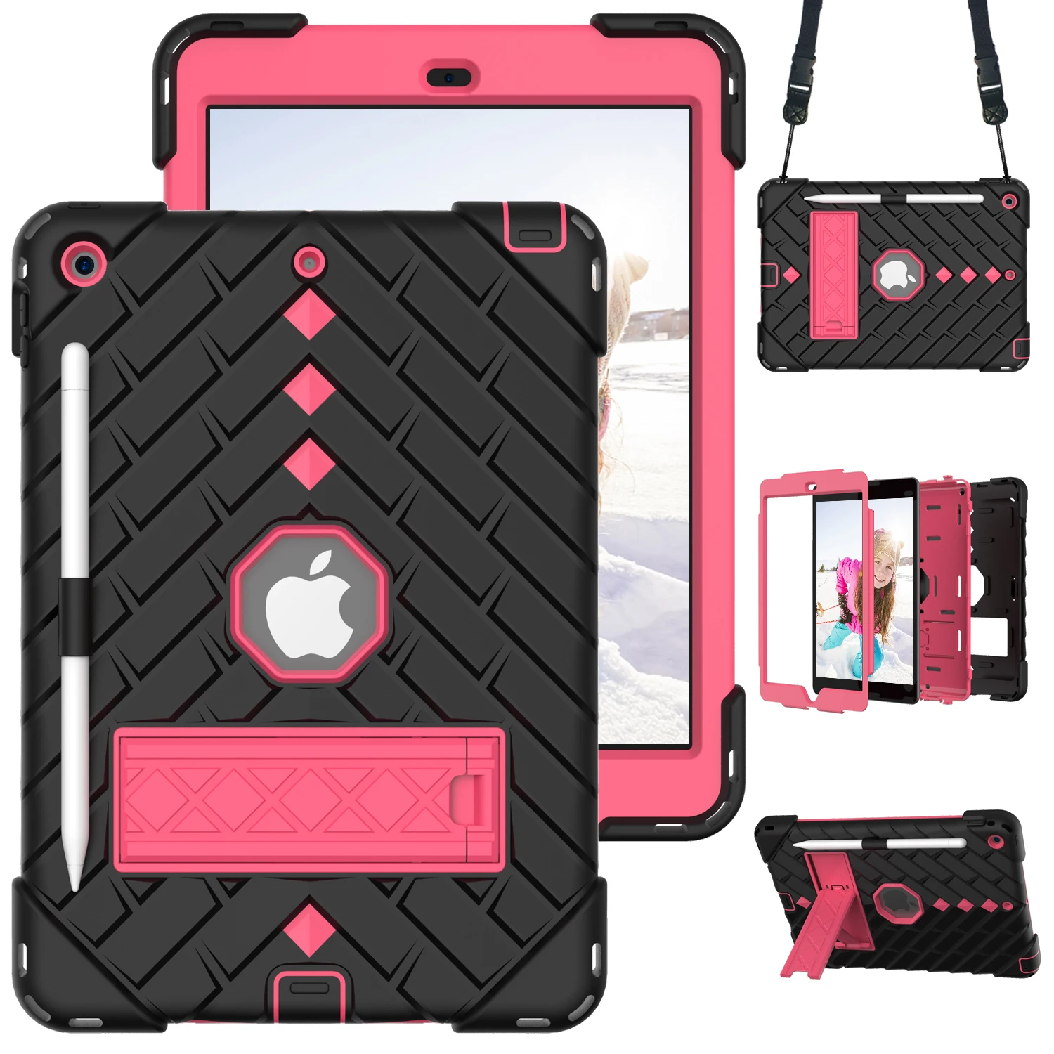 
Whole Sale Silicone Tablet Case for Ipad 8th Ipad 7th case Hybird Armor Shockproof Drop Protection case with Removable Strap 