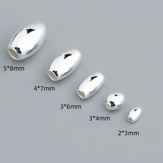 925 Sterling Silver Jewelry 3-8mm Loose Olive Beads Rice Beads DIY Bracelet Making Accessories Wholesale