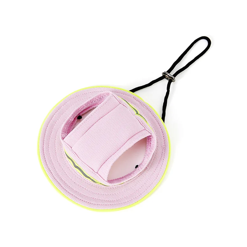 High Quality Pet Puppy Cat Kitten Night Reflective Night Safety Round Brim Dog Hat Sun Bucket Cap with Ear Hole Adjustable Strap