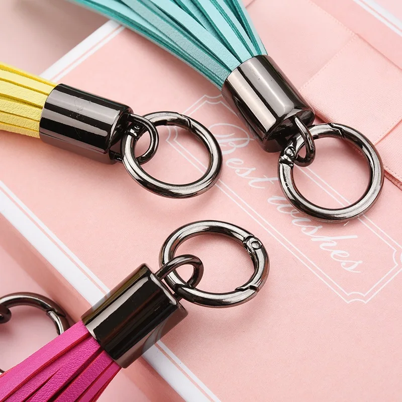 Women Leather Tassels Keychain Car Key Rings Gift Bag Hanging Buckle Leather Key Chain Tassel Charms