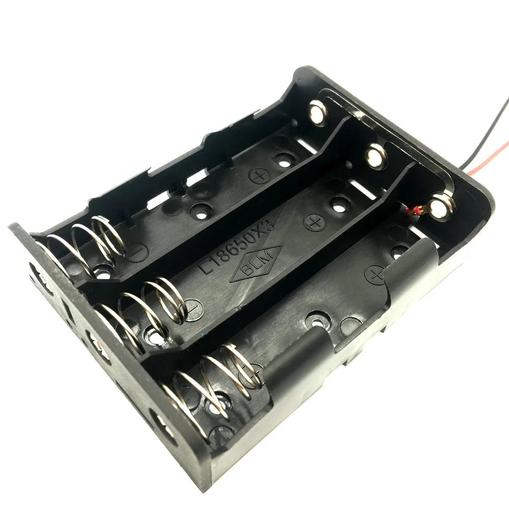Three 3*18650 cell box with wire leads 150mm 18650 parallel 3.7V battery holder