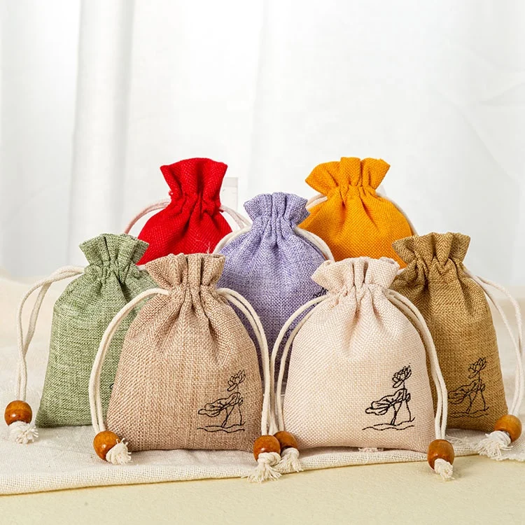 Customized High Quality Jute Hessian Drawstring Gunny Sack Bag For Gift Jewelry Cocoa Beans Pouches
