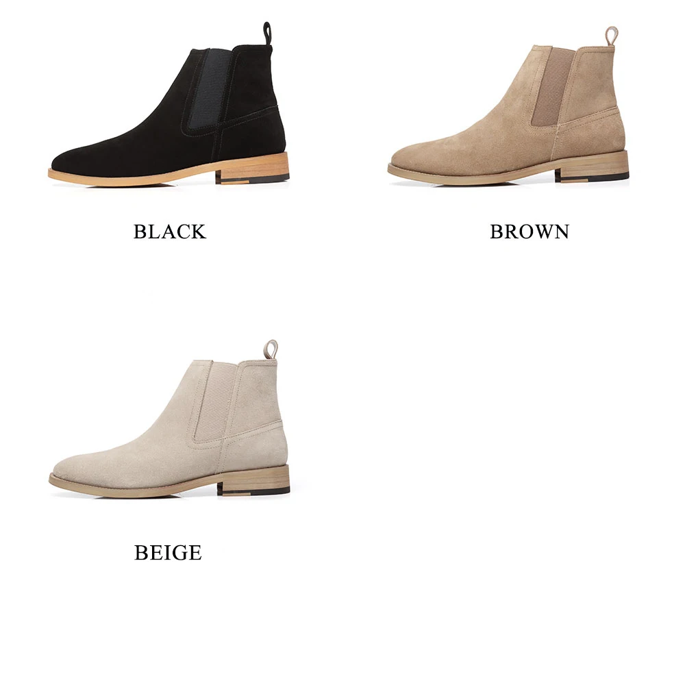 High quality selling 37-44 Big Size Men Women Genuine Leather Suede Chelsea Boots Causal Wooden Sole Boots