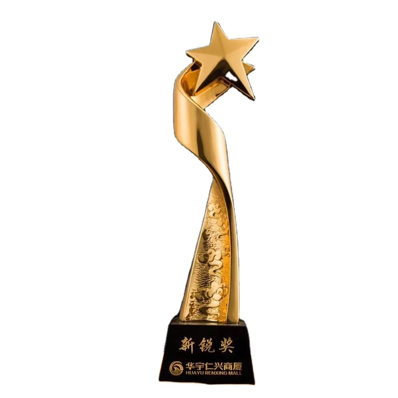 Cheap Price Great Honor Awards Trophies Star Shape Gold Resin Trophies Gold Oscar Thophy for Movies and Music and Sports