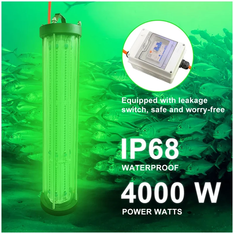 4000W LED Underwater High Quality IP68 Green Underwater Fish attract Lure Light Flashing Lamp light