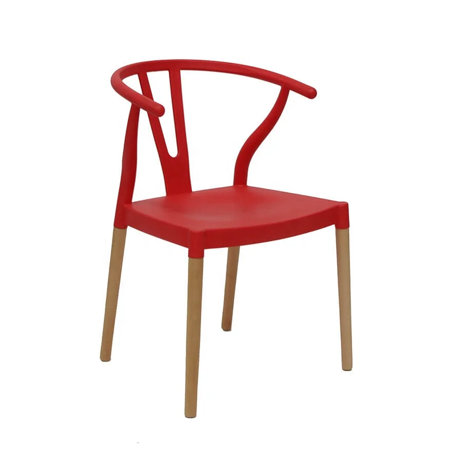 Silla Wishbone for Cafe Kitchen Classic design beech wood leg armrest plastic seat dining chair