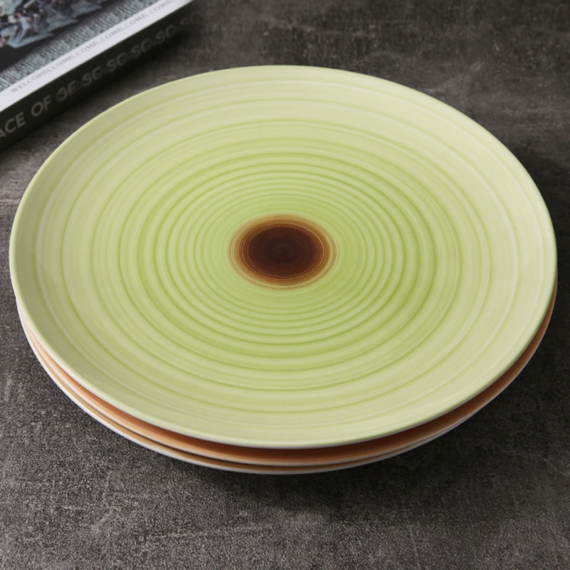 WEIYE Mexican spiricle ceramic dinnerware round plate sets custom color porcelain plates for restaurant