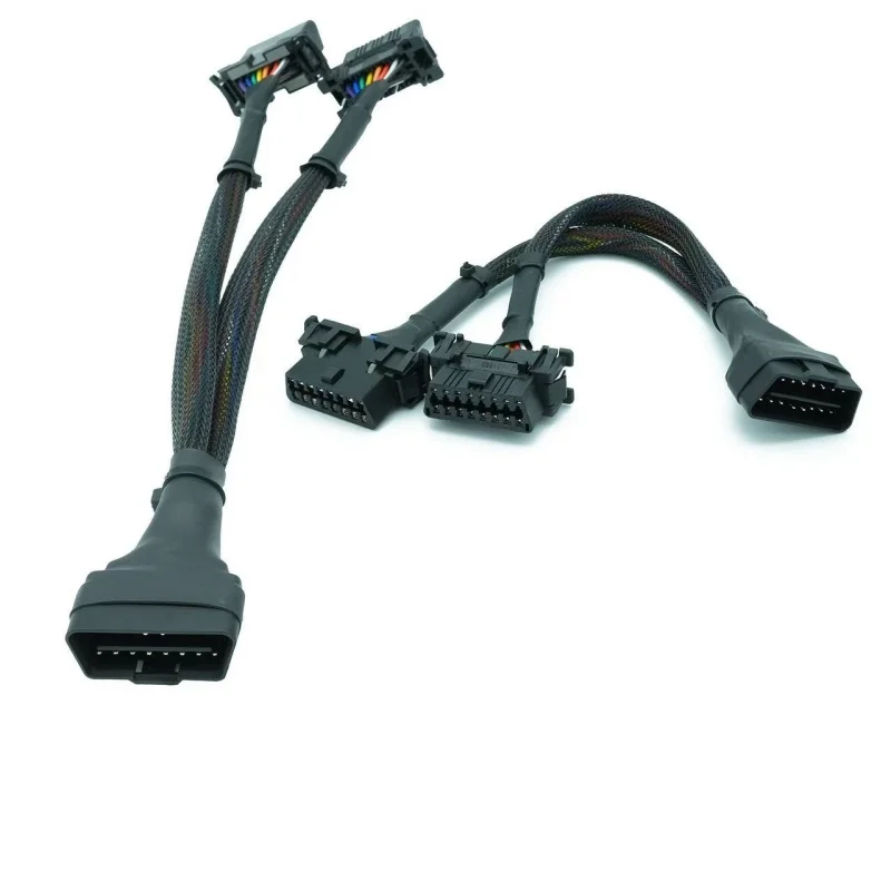 300mm OBD2 Plug Extension Cable OBD-II Bluetooth Adapter Splitter, 1x Male to Dual Female Diagnostic Extender Adapter