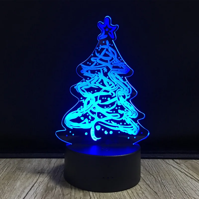 3D ночник Рождественская елка 7 светодиодов меняющая цвет лампа USB сенсорный выключатель визуальные огни