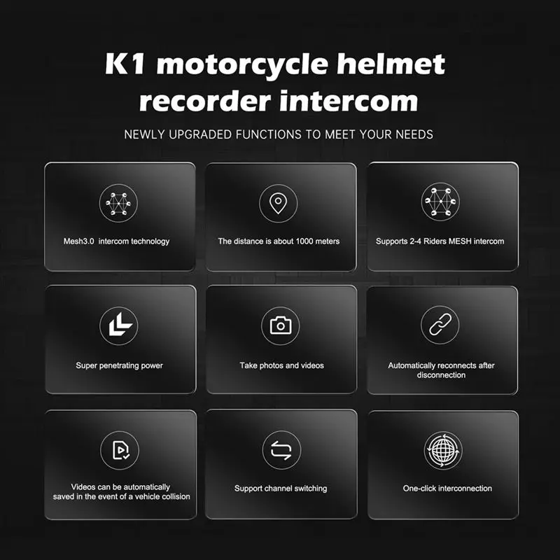 EJEAS K1 series full duplex 1000M camera intercomunicador para motocicleta motorcycle bluetooth MESH helmet intercom