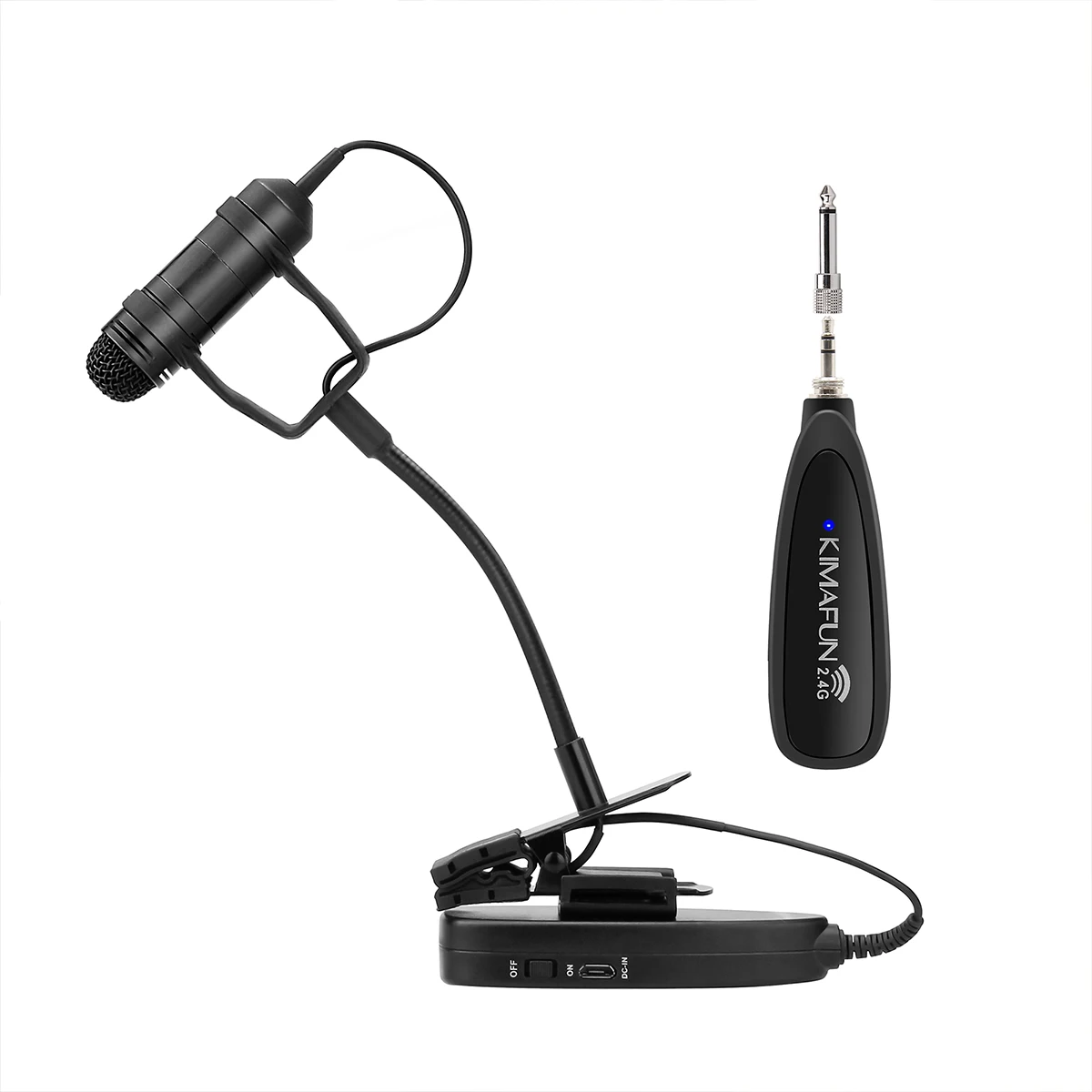 KIMAFUN 2,4G инструмент беспроводной гусиная шея саксофонный микрофон для Sax туба труба KM-G150-3 сцены конденсаторный микрофон