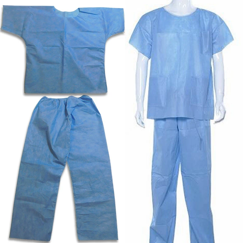 Disposable hospital costume for doctors and nurse with pocket SMS non-woven lab coat scrub suit