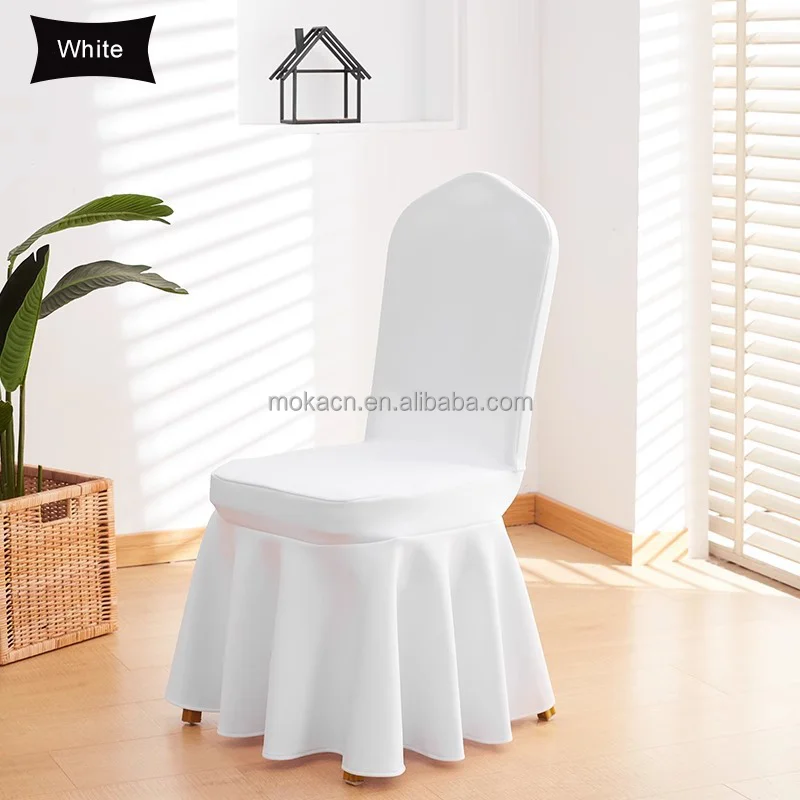 White Polyester Spandex Banquet Wedding Chair Covers Hotel Meeting Elastic Chair Cover
