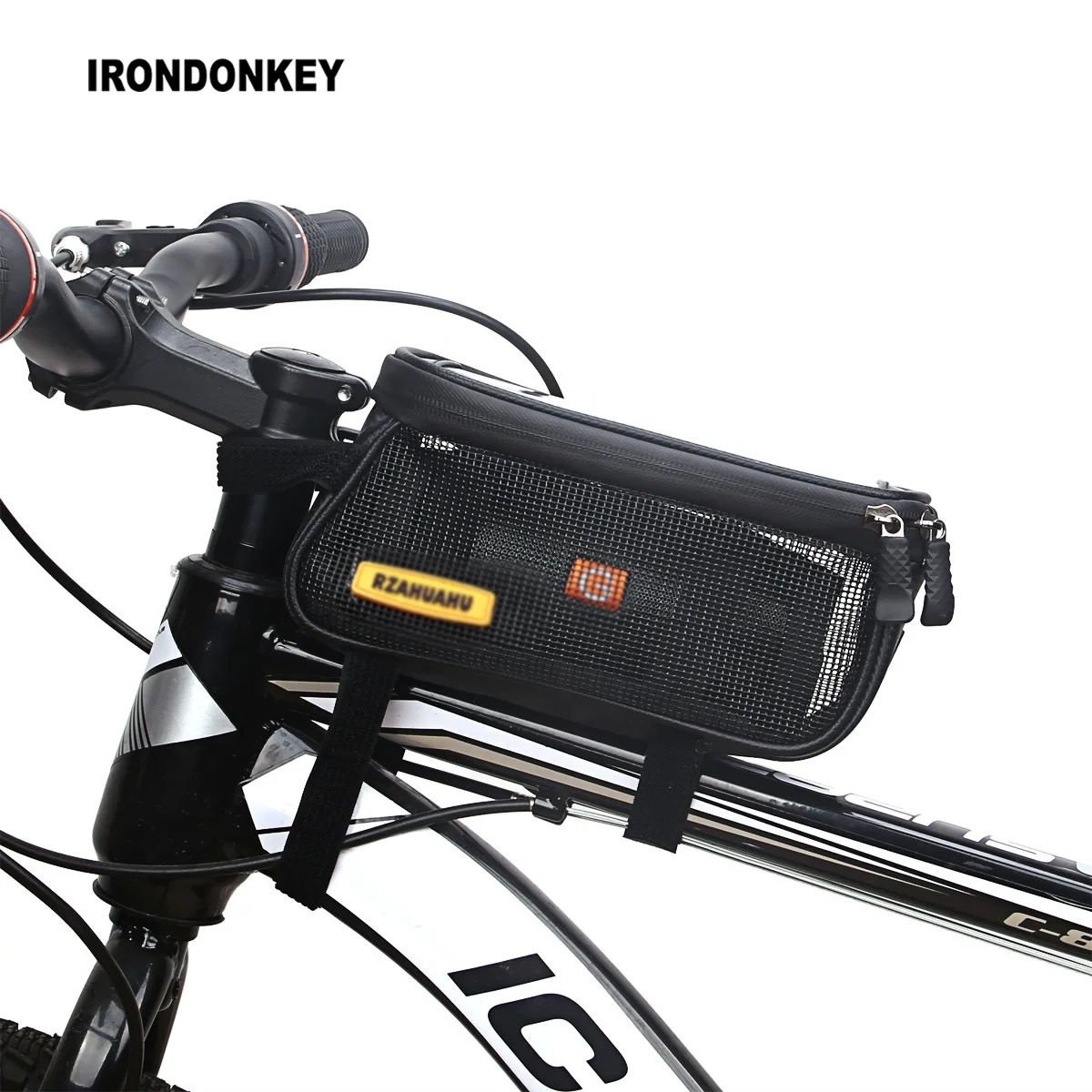 IRONDONKEY Large Capacity Bike Handlebar Bag Front Beam Hard Shell Crossbody Hanging Bag Cycling Scooter Bicycle Storage Boxes