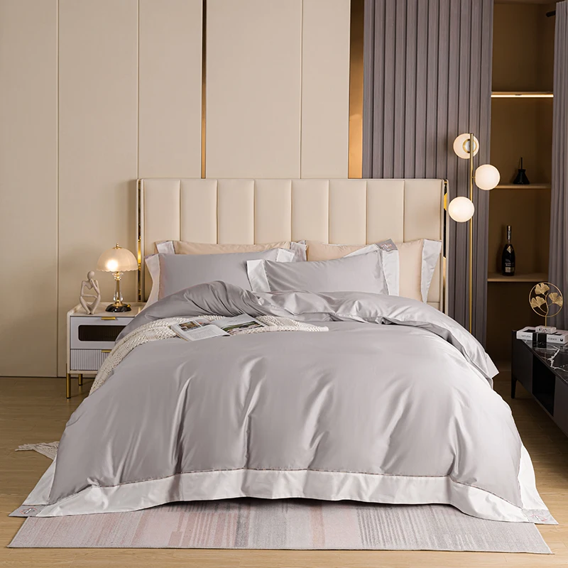 Aimaylai Soft 100% Egyptian Cotton Sheet Sets Home 4 Piece Bed Sheet for Comforter Bedsheet King Queen Duvet Cover Bedding Set