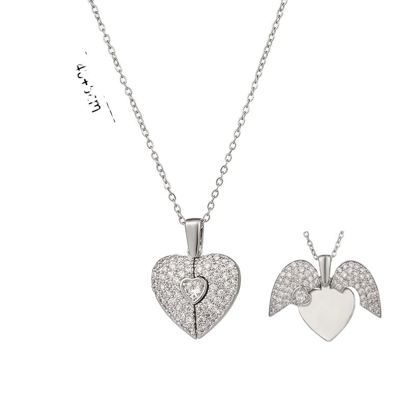 18K Gold Fashion Necklace Titanium Steel Heart Opening And Closing Necklace Engraving Name Any Font Fine Jewelry For Women