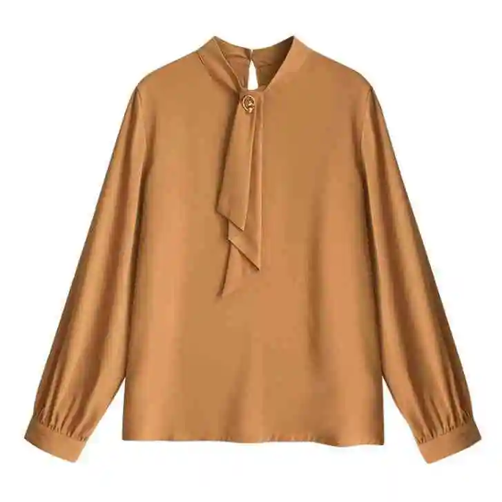 autumn new fashion solid color loose lantern sleeves chiffon shirt female large size long sleeve shirt Han Fan shirt