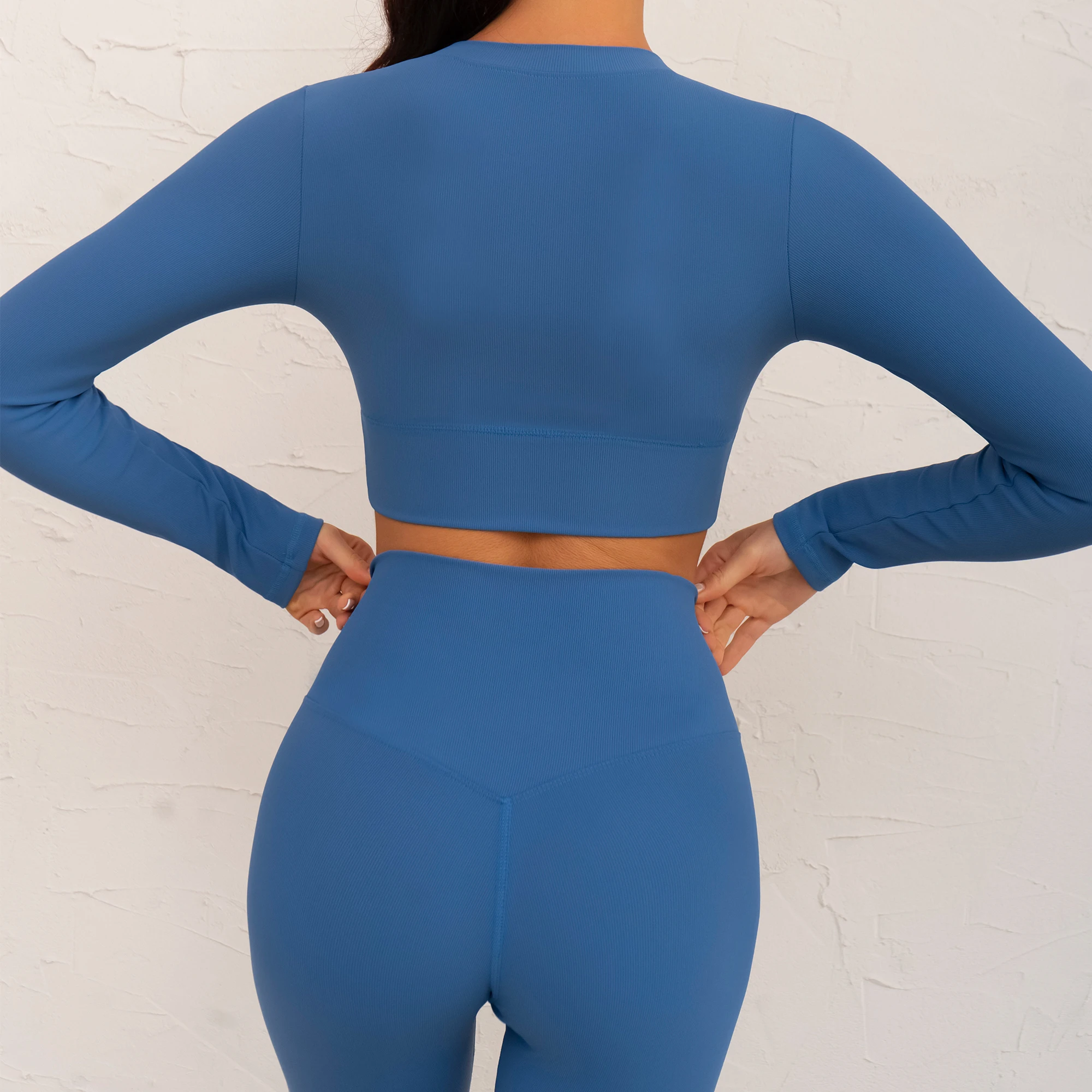 Pt Sports custom logo five pieces sportswear women ribbed two kinds of bra tops and bottoms seam design factory best quality