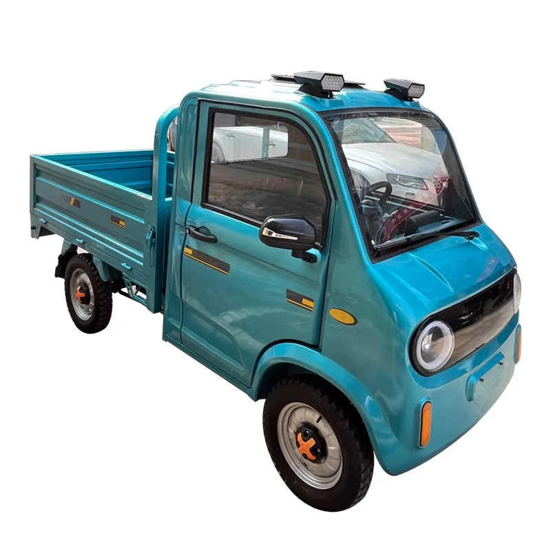 Electric 3-Wheel Pickup Mini Truck Four-Wheel Motorized Cargo And Passenger Vehicle With 60V Voltage Closed Body Type