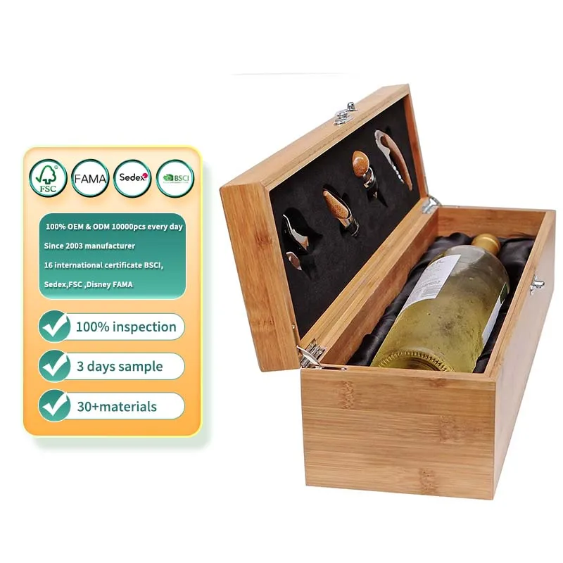 New custom cheap wooden wine box single gift wine box packaging luxury wooden wine box