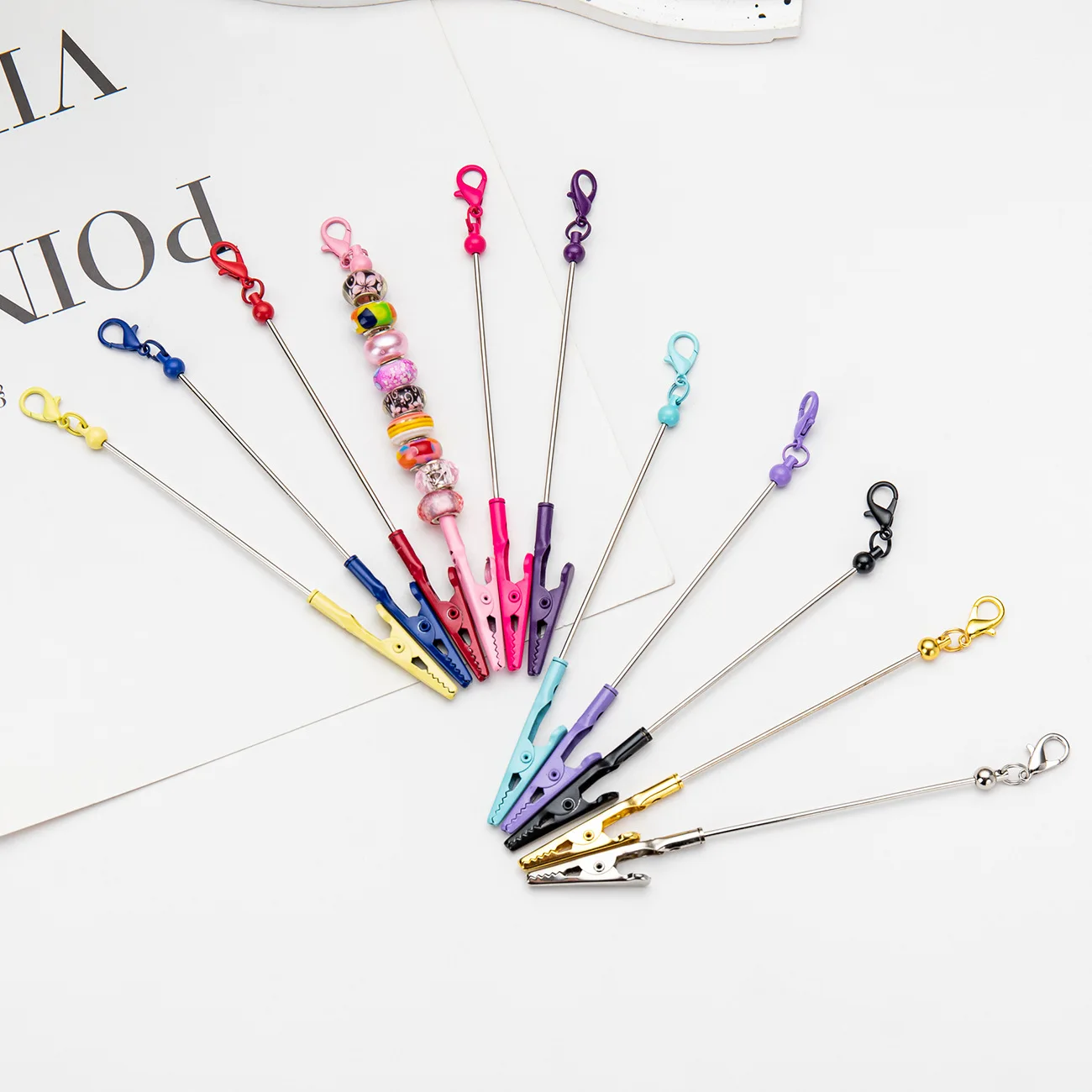 Colorful Fashion Metal Alloy Decoration Crocodile Note Holder Bar Beaded DIY Beadable for Office Supplies Jewelry