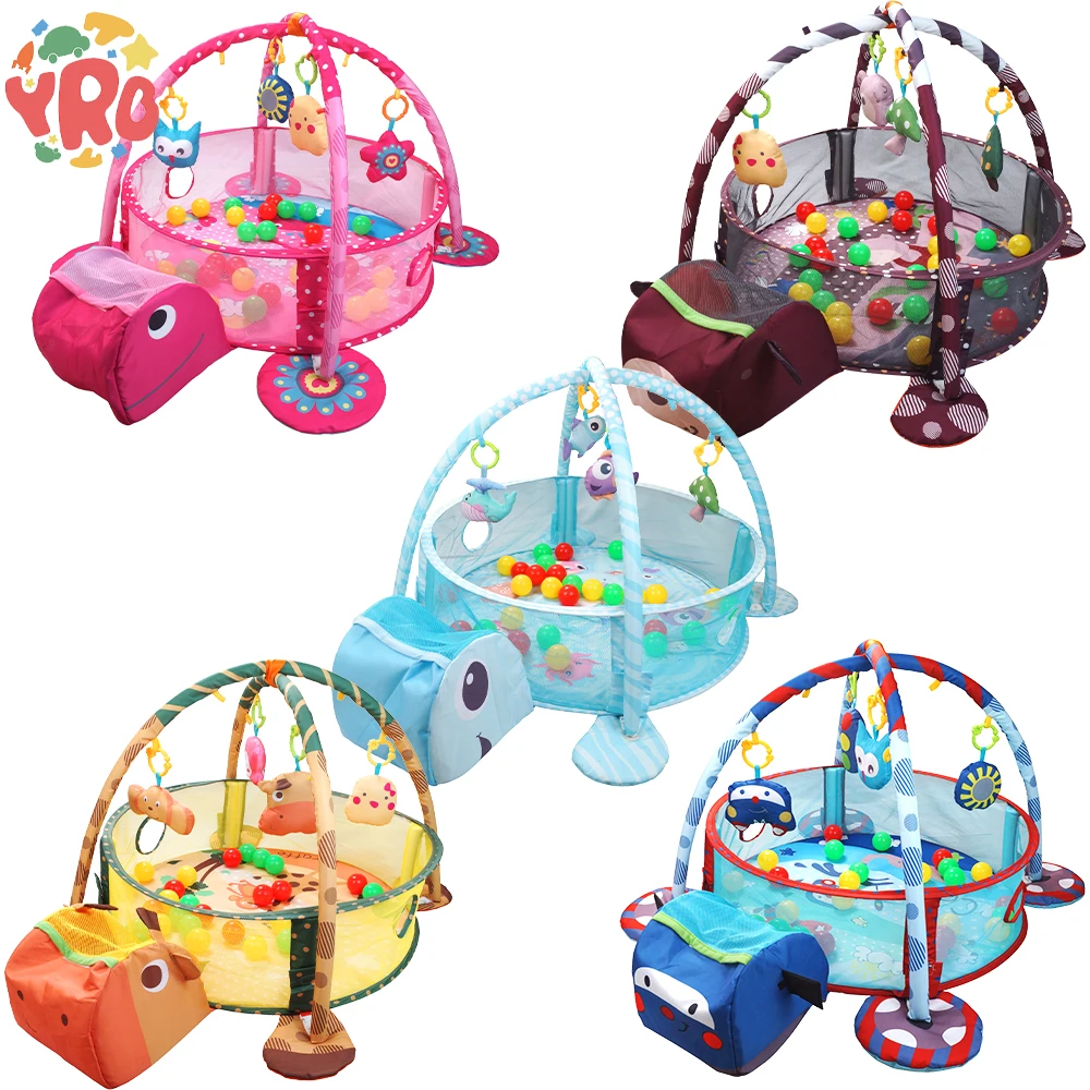 Hot selling round soft blanket carpet crawling activity gym mat with pillow for baby child