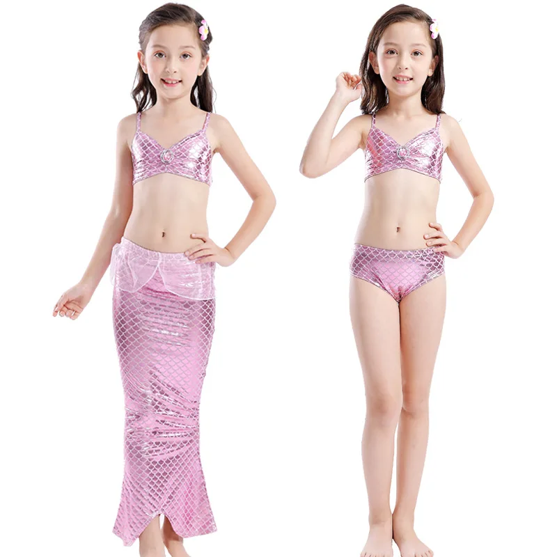 
Hot design kids girls swimwear 3pcs bikini mermaid tail for swimming 