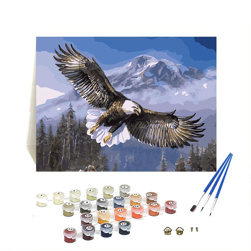 Custom Digital Number Painting Wall Decor Artwork Handmade Eagles Colored Painting By Numbers for Adult Students