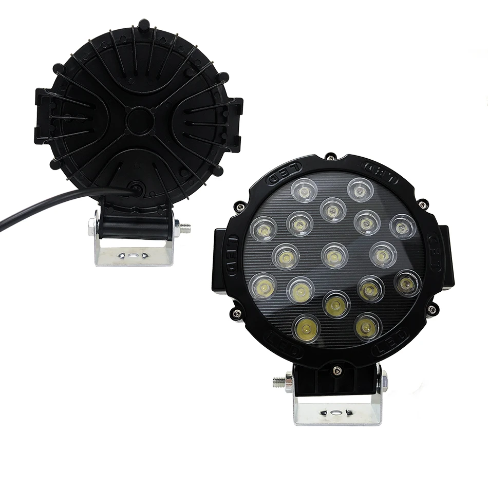 Автомобильные аксессуары, автомобильные фары, 7 дюймов, круглые светодиодные фары, 51 Вт, 6000k, высокояркие рабочие фары для морской горной промышленности