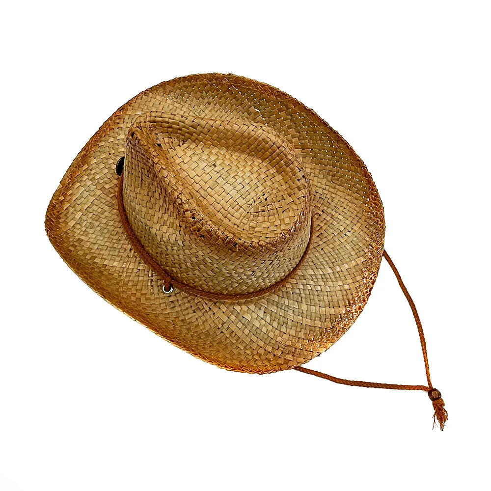 Wholesale Fashion Woven Plain Western Shapeable Cowboy Straw Hat With String