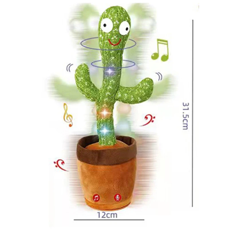 Hot Selling Cute Electric Plush Dancing Cactus Toy Stuffed Flowerpot Desert Cactus Cotton Birthday Gift