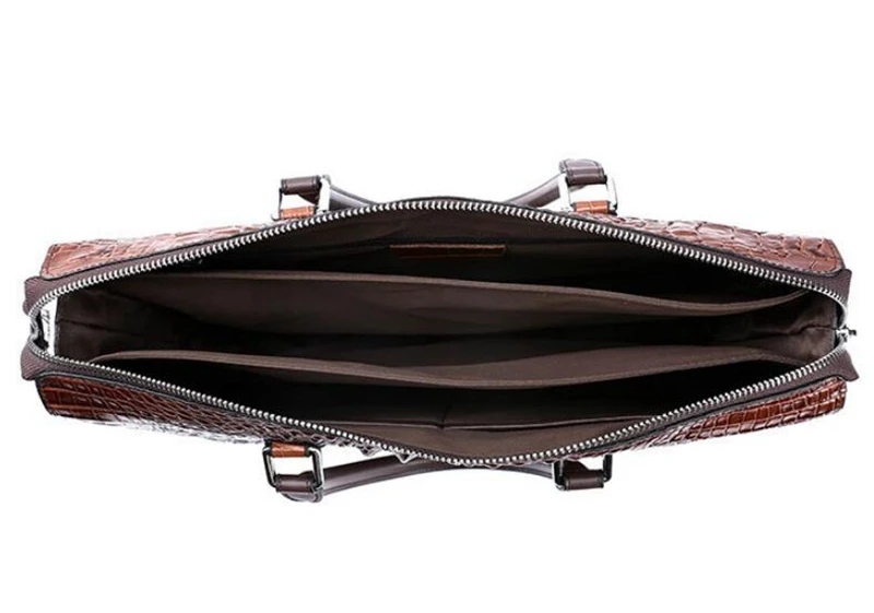 Dreamtop DTG539 luxury crocodile grain leather lawyer handbag cowhide leather vintage style laptop leather briefcase