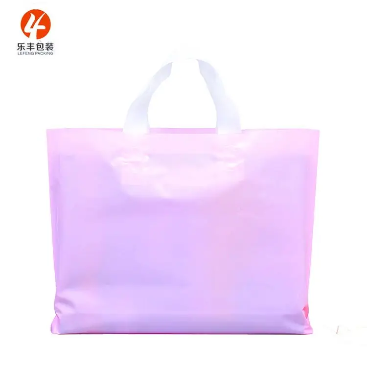 Poly Custom Plastic Shopping Bags Soft Loop Handle Plastic Bag Carrying Bag with Custom Logo