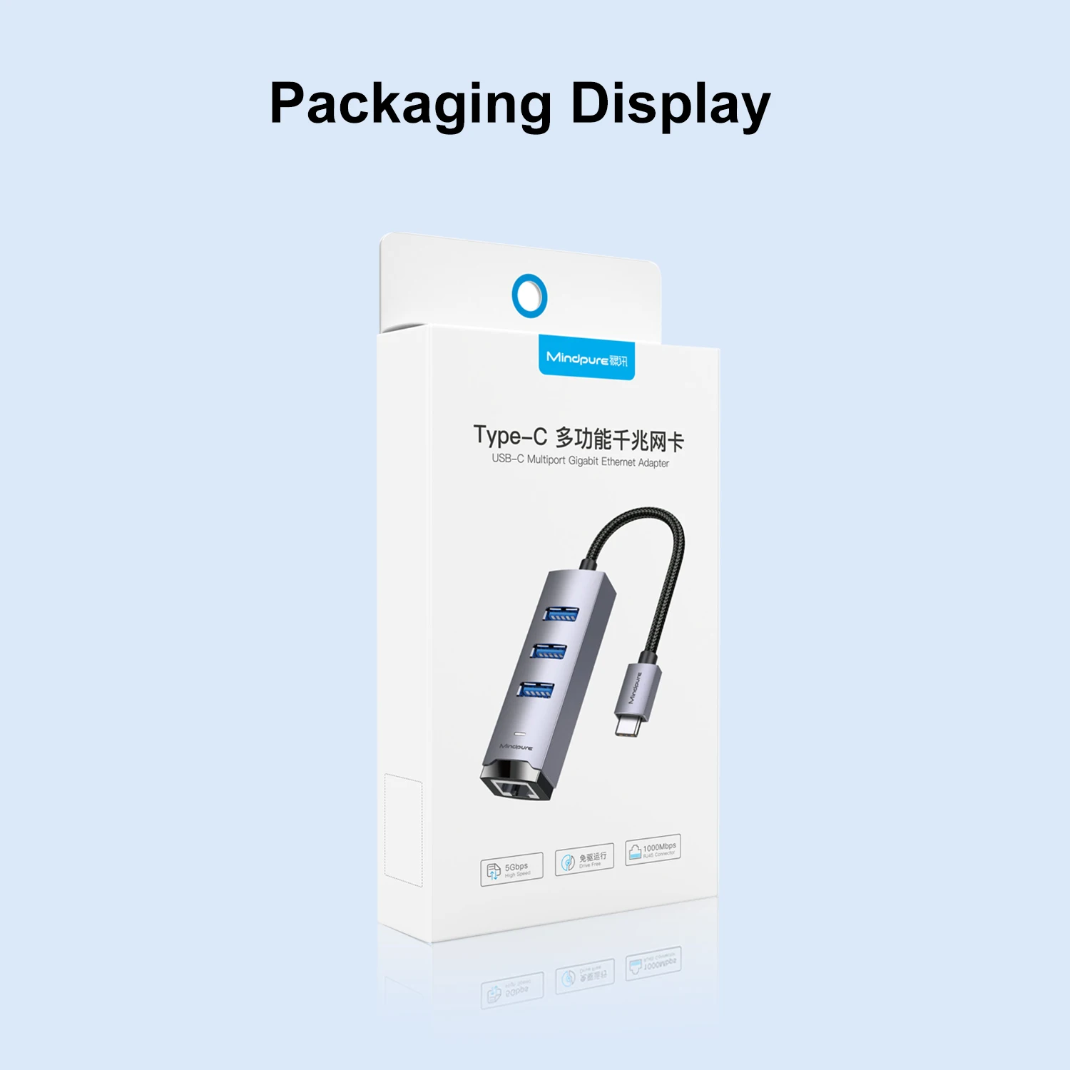 Mindpure Aluminum Usb-C To Lan Otg Adapter 4 Port Ethernet Hub Usb A To 1000Mbps Gigabit lan Ethernet Adapter For Laptop Tablets