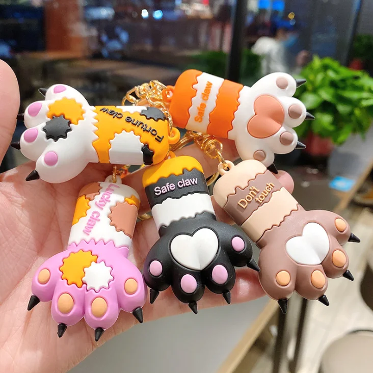 Стильная футболка с изображением персонажей видеоигр кошачий коготь формы силиконовая цепь для ключей (я тебя люблю), креативная цепь для ключей