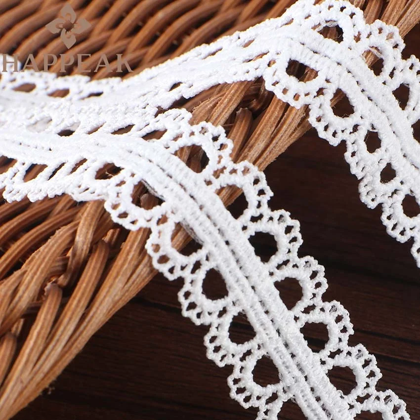 HAPPEAK Factory Wholesale Trimming Lace 100% Polyester Milk Silk Embroidery Guipure Lace Trim For Garment Decoration