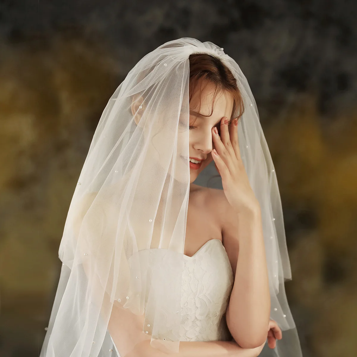 Mix style new design bride veil Decorations White Simple cathedral wedding Veils comb bridal lace