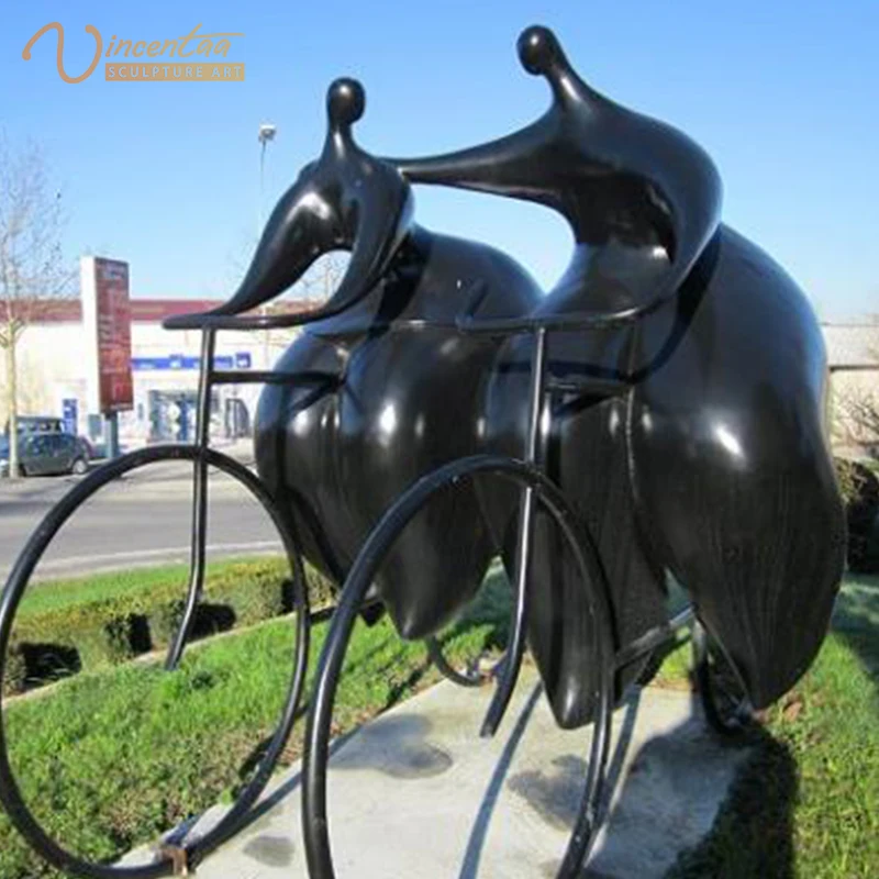 Vincentaa Garden Outdoor Park Decorated With Abstract Bicycle Dancing Fat Woman Bronze Statue