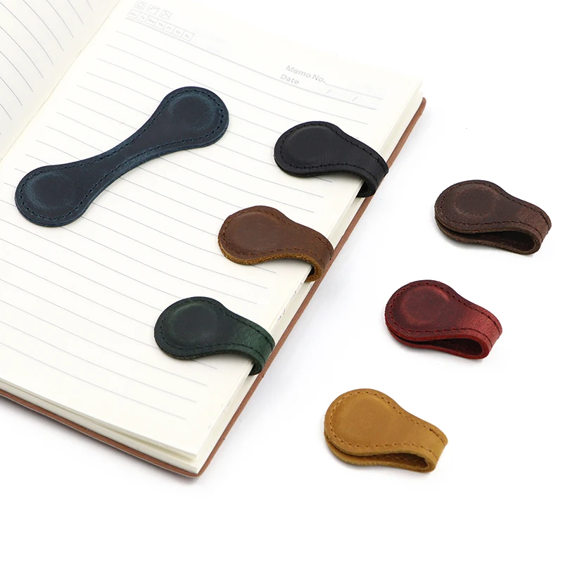 Fast Shipping 3-Day Leather Magnetic Bookmark Retro Handmade Holder for Teacher and Student Gifts Promotional Bookmarks