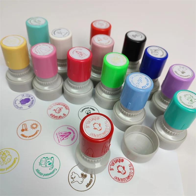 Custom OEM Stationery Office Stamper HA Stamp Round Self Inking Rubber Teacher Stamp Customized Logo