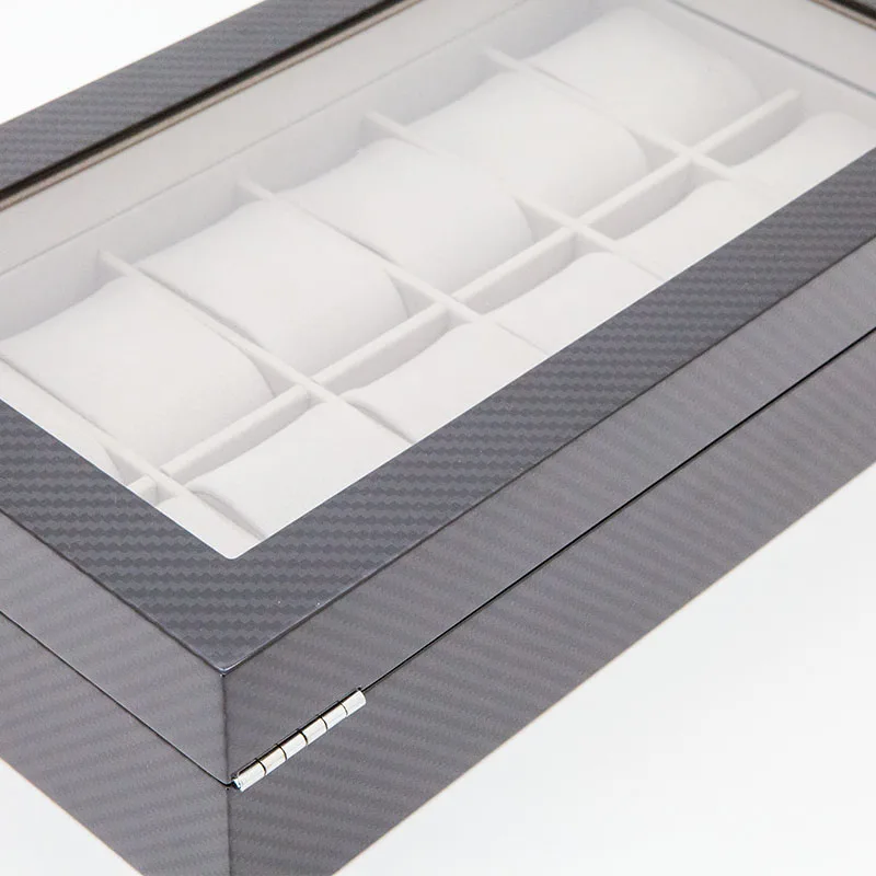 12 Slot  Carbon Fiber Wooden Watch Box Luxury Watch Storage Box for Sale