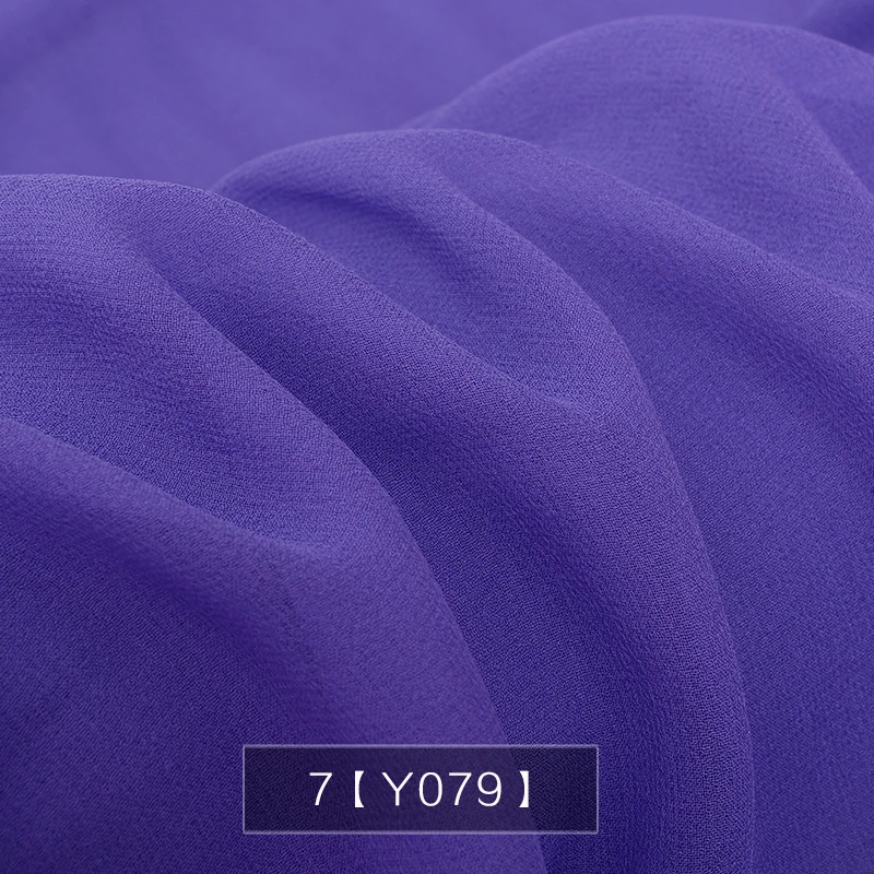 purple Gazar France Mosque Sari silkworm Textiles 120 Color 100% Pure Silk georgette chiffon Fabric for Lady Clothes