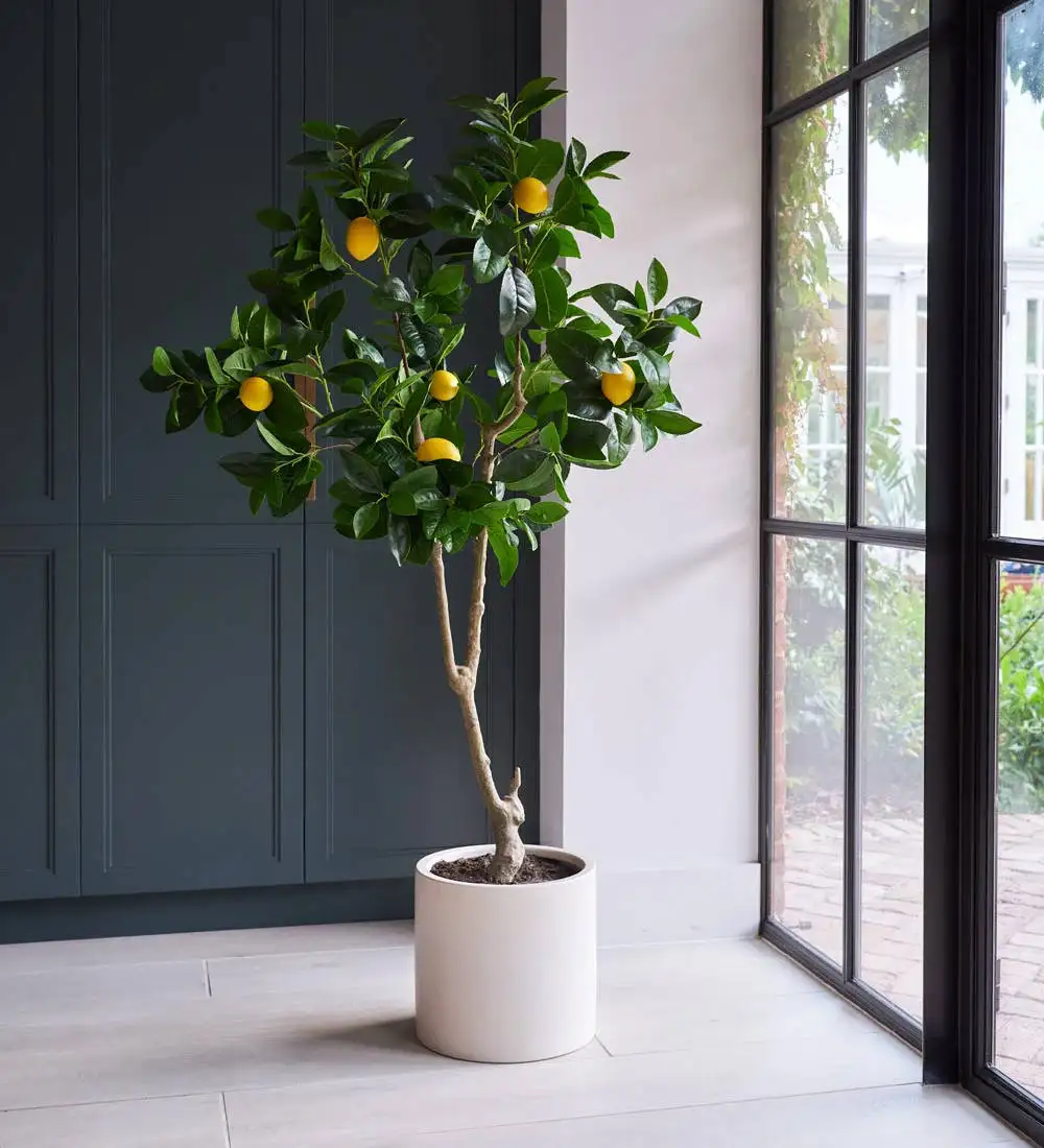 Artificial Lemon Tree 6ft Tall Lemon Silk Plant Faux Lemon Fruit Tree for Indoor Home Decor Office Living Room