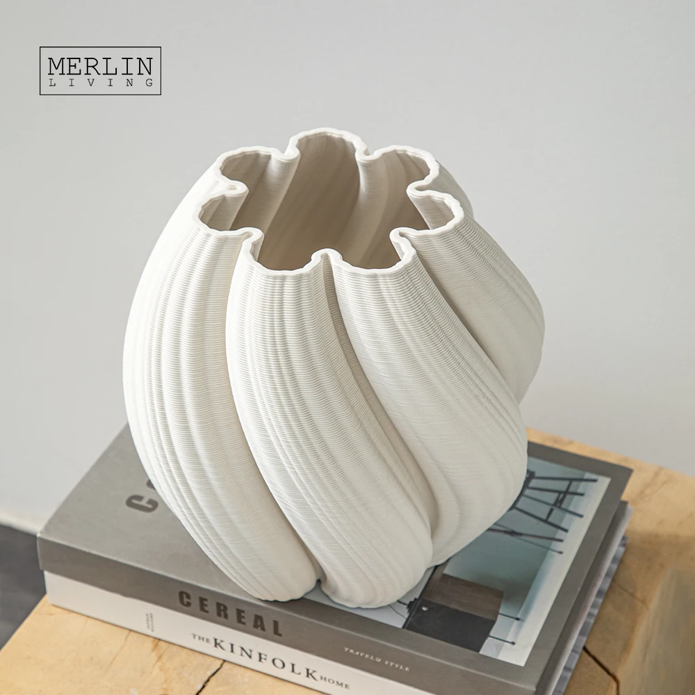 Merlin Living 3D Printing Ceramic vase Modern and simple home decor vase Chaozhou Ceramic Factory Wholesale