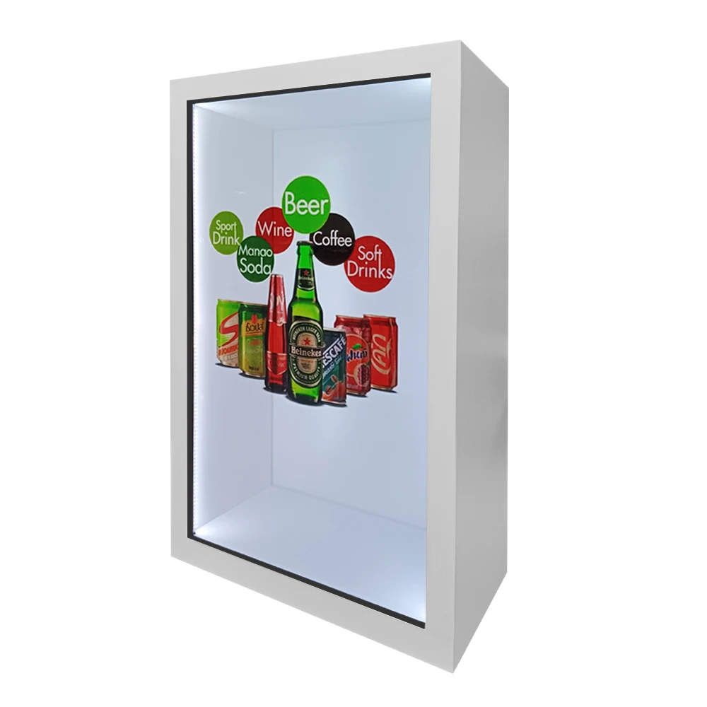 49/55/65/75/86 inch 3D LCD advertising transparent LCD display box with touch screen
