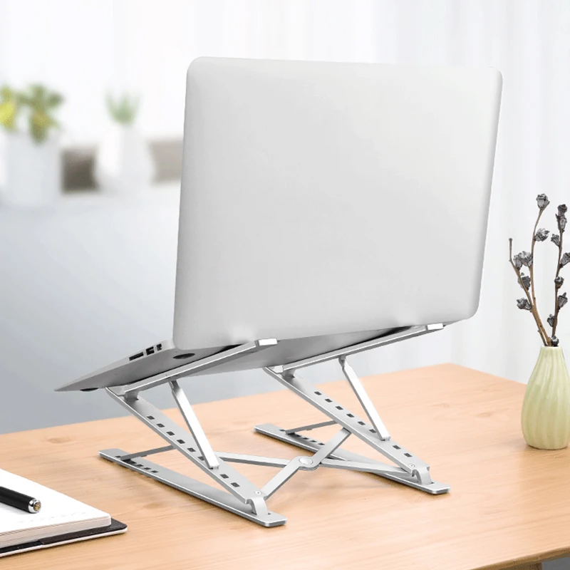 Двухслойная Алюминиевая Подставка для ноутбука 6 + 9 уровней регулируемая по высоте Портативная Складная устойчивая настольная подставка для ноутбука